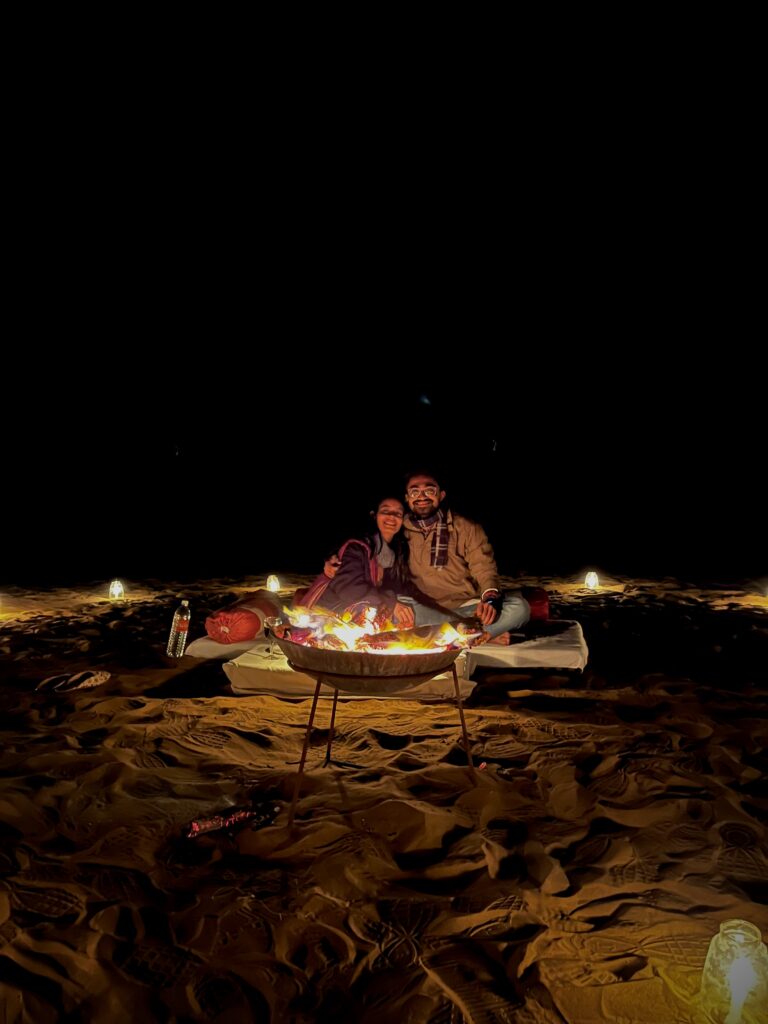 The beautiful set up at Sam desert in Jaisalmer.